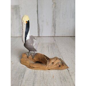 Whitten pelican wooden bird home decor vintage unique nature